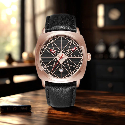 TOMI - T112 Men's Luxury Watch Date Quartz Square Dial Leather Strap