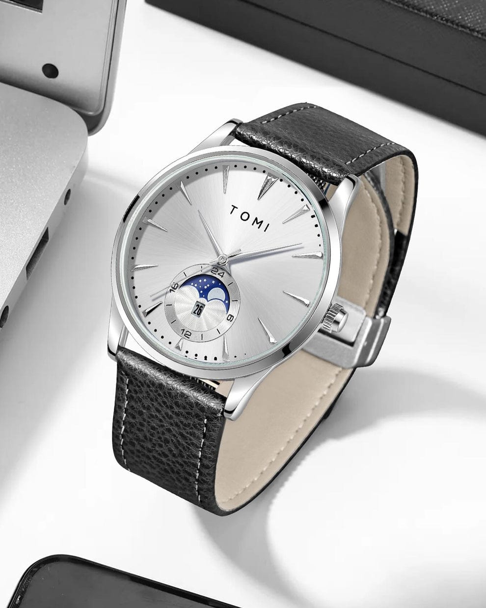 TOMI T-24 Business Luxury Men's Watch With Comfortable Leather Strap With Magnetic Lock