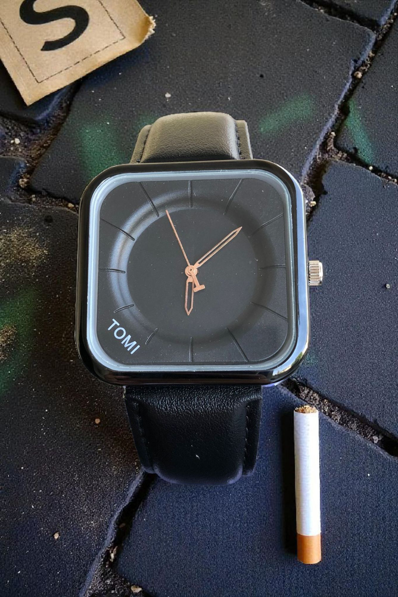 TOMI - T87 Square Black Dial With Black Case Casual Style Edition
