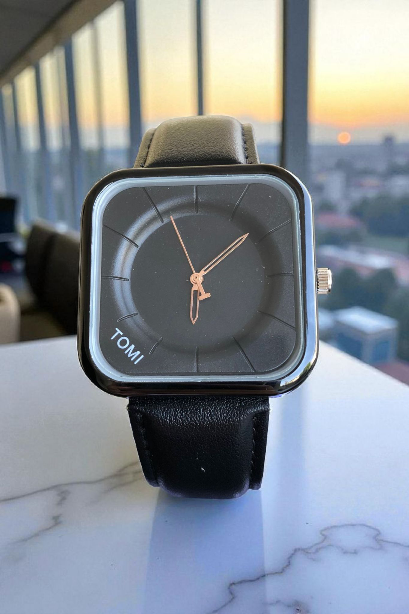 TOMI - T87 Square Black Dial With Black Case Casual Style Edition