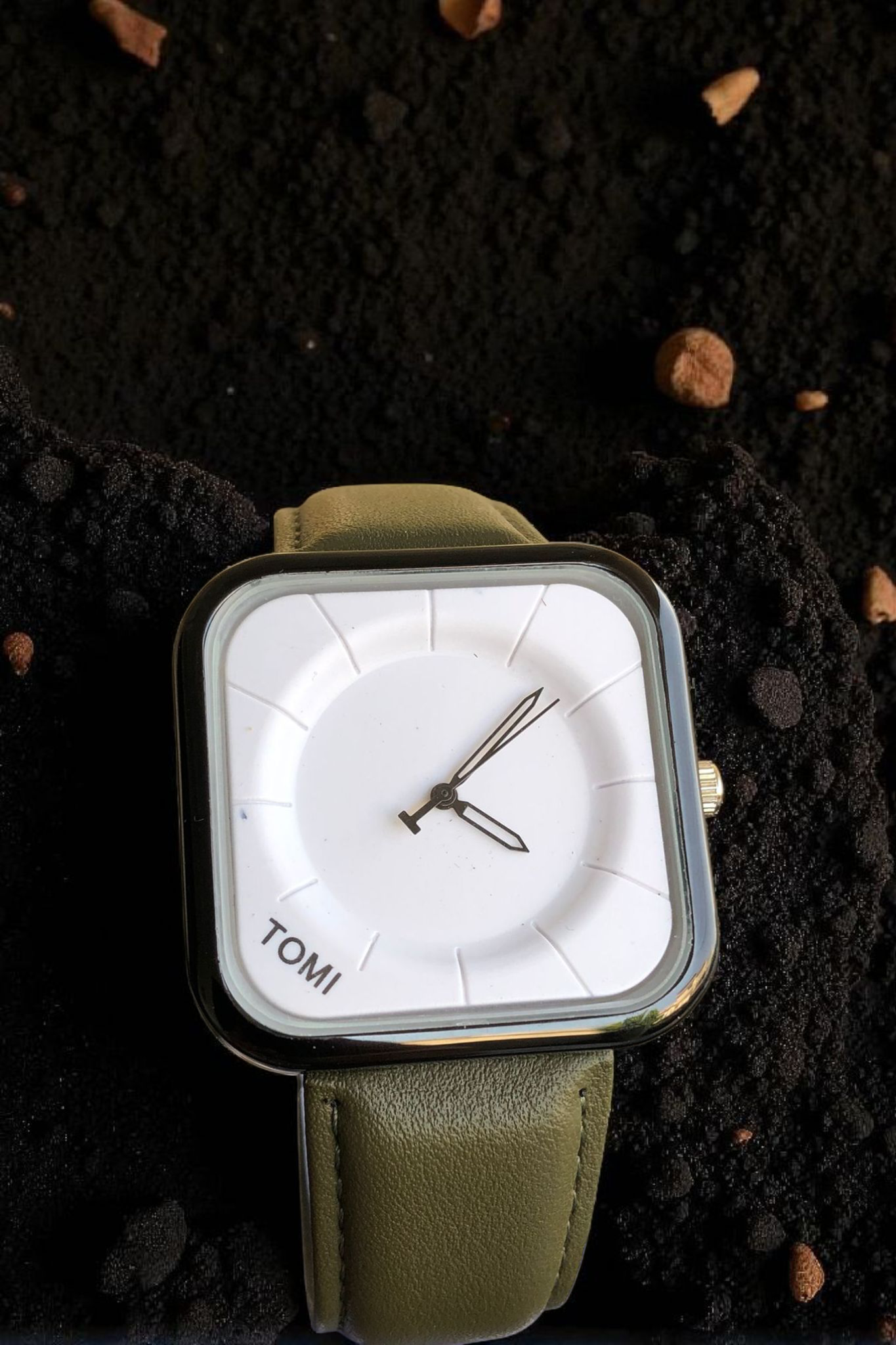 TOMI - T87 Square White Dial With Black Case Casual Style Edition