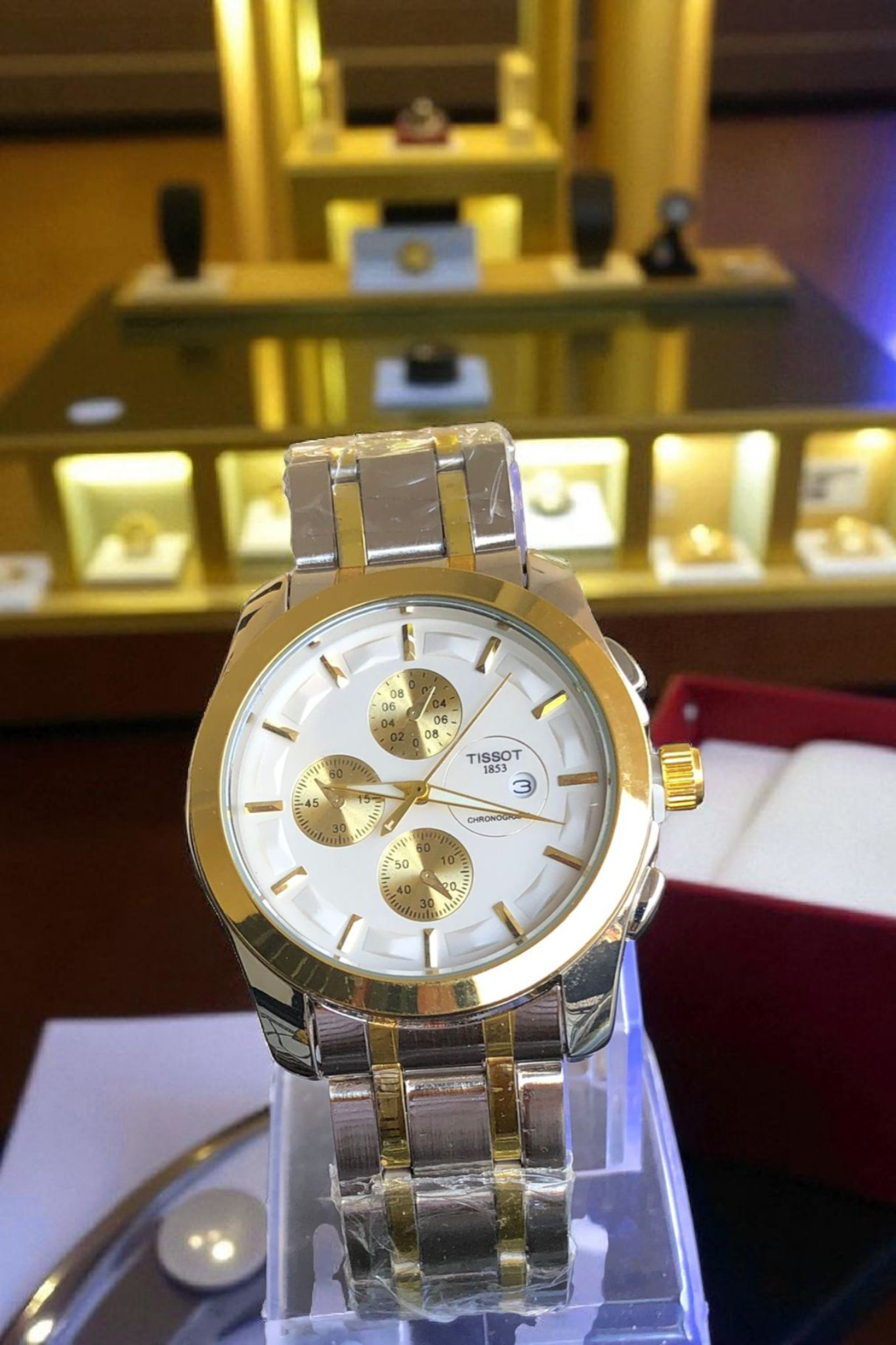 TISSOT- N21 Silver Golden Chain With Stunning White Dial In Luxury Look