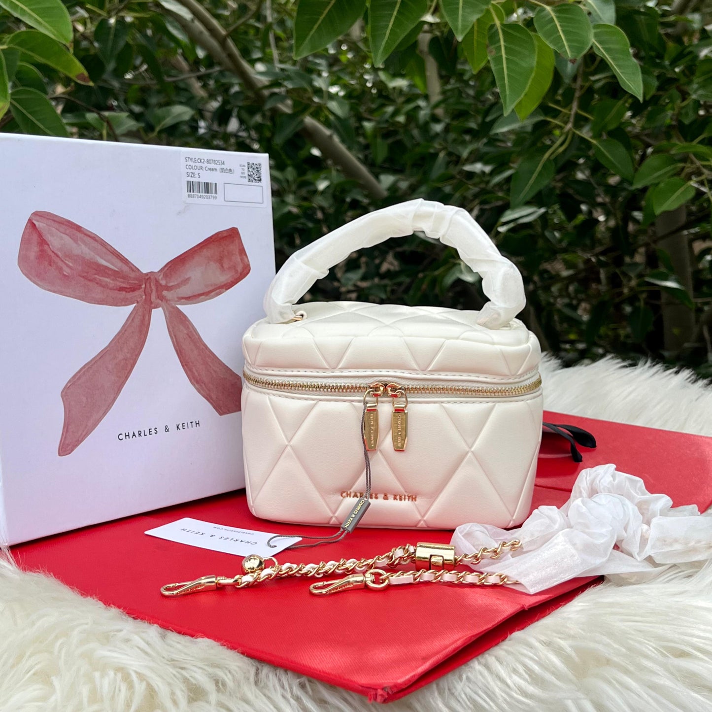 CHARLES & KEITH Crossbody – Women Bag with Long Chain (Black)