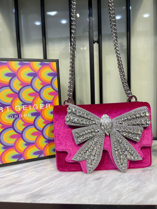 KURT GEIGER Small Shoreditch Bow – Women Bag (Crystal Embellished) (Pink)