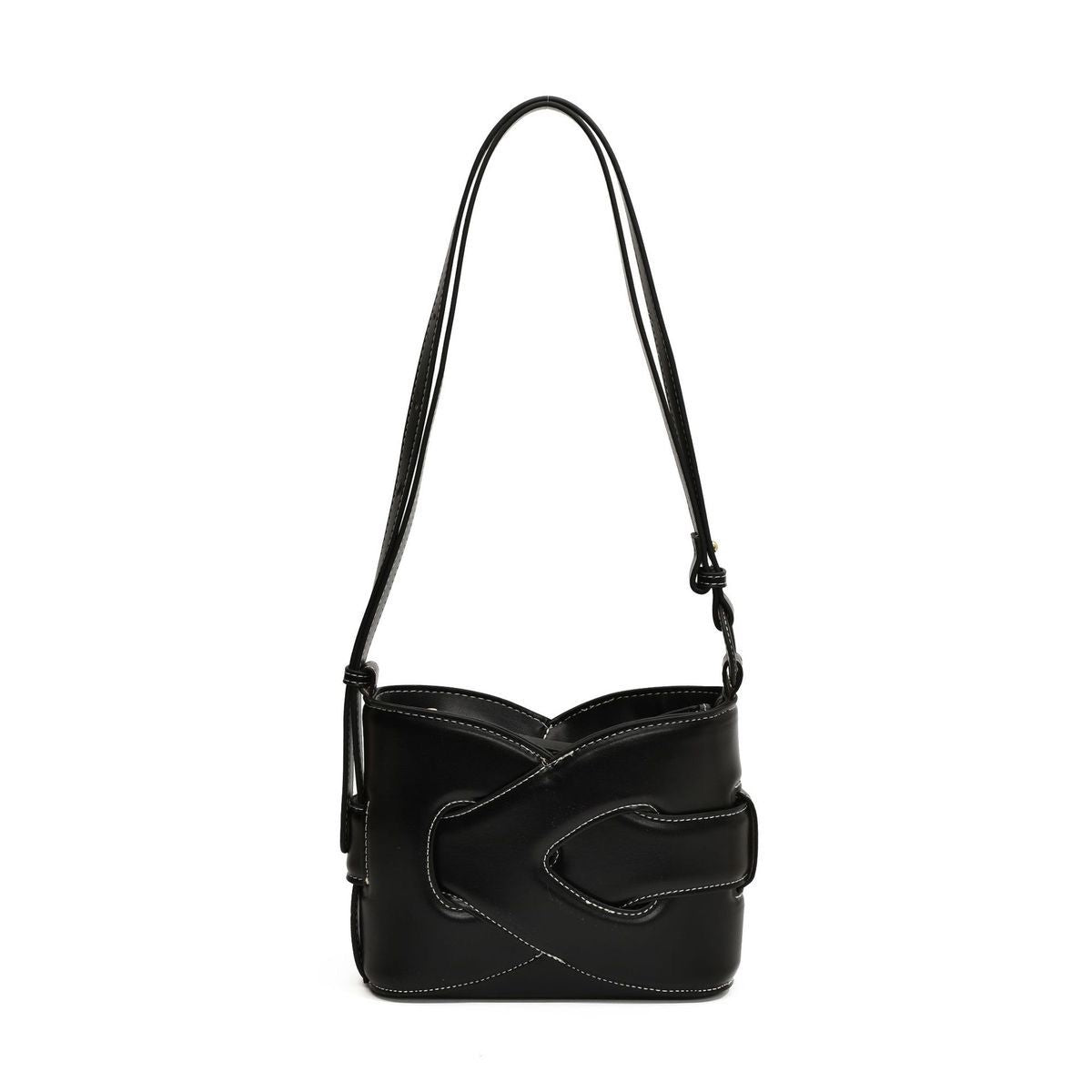 POLENE Nodde – Women Bag (Interlaced Leather Design) (Black)