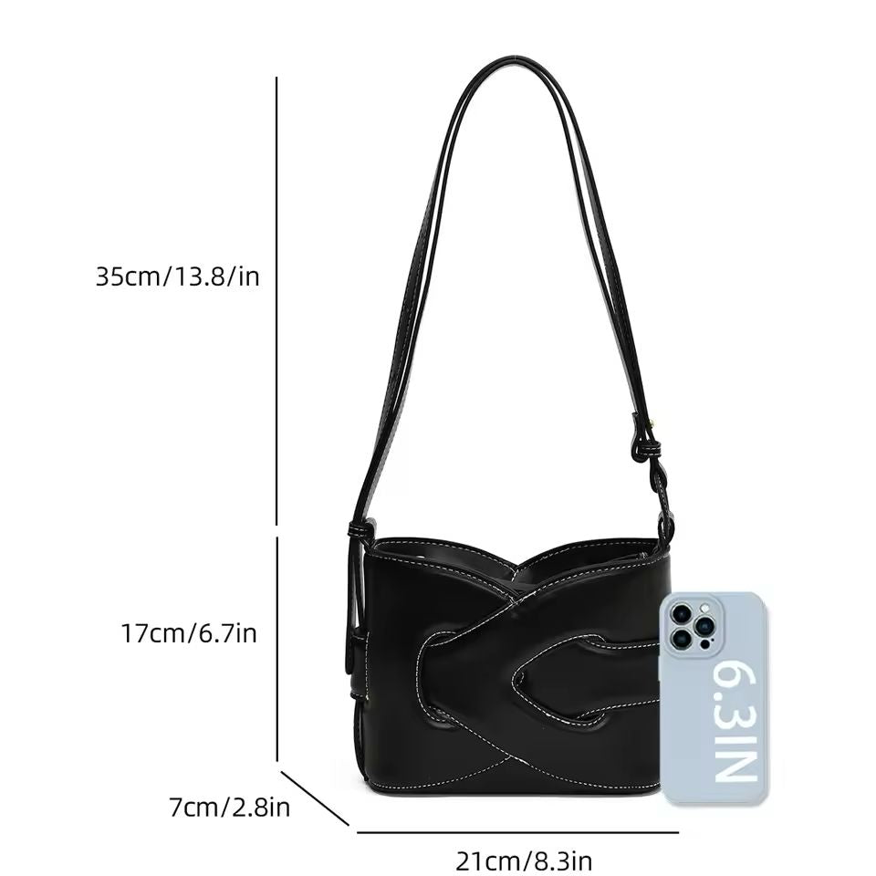 POLENE Nodde – Women Bag (Interlaced Leather Design) (Black)