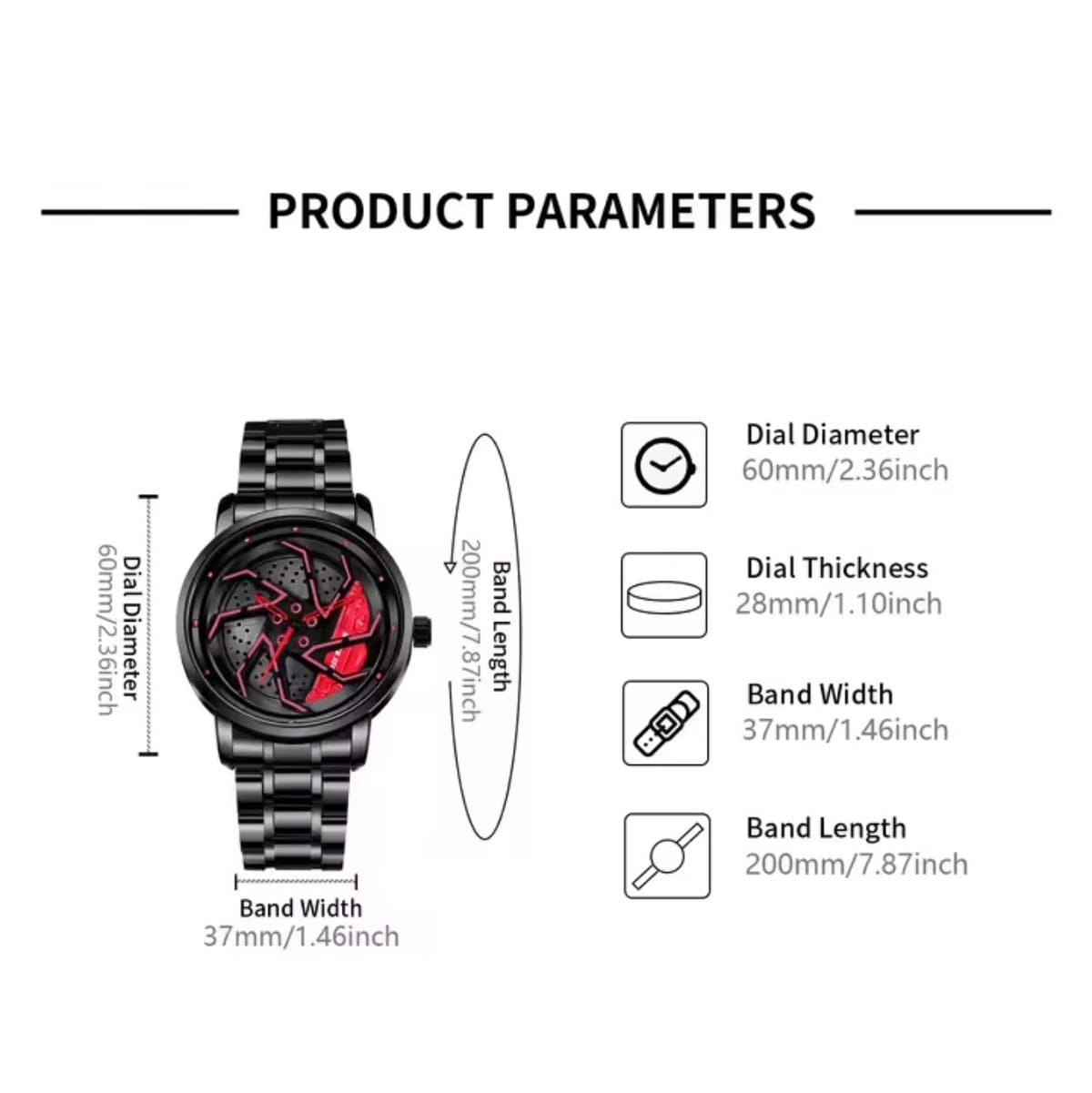 FIRE BLADE GYRO NS - Rotating Wheel With Chain Strap Watch