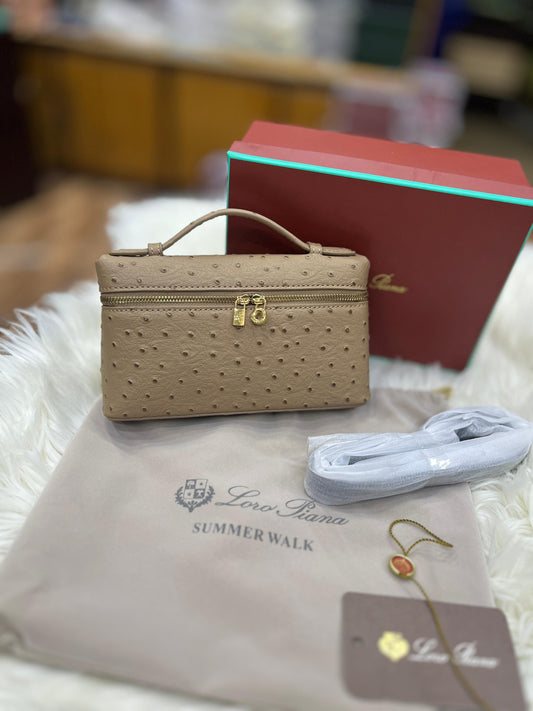 LORO PIANA RESTOCK – Extra Pocket L19 Women Bag (Ostrich Leather) (Beige)