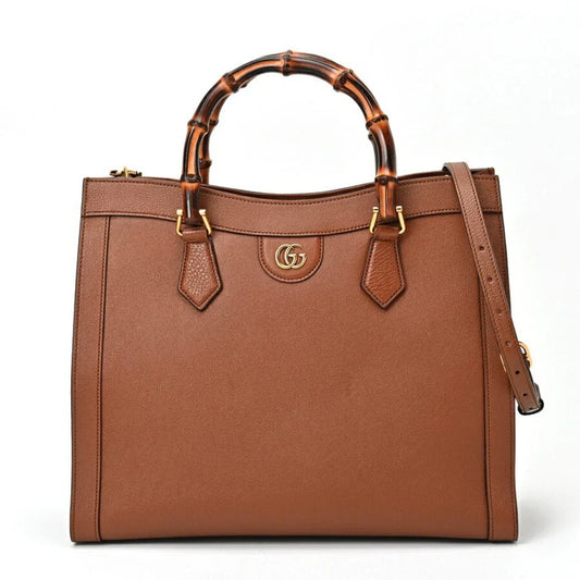 GUCCI Diana NM Bamboo Handle Tote – GG Canvas Women Bag (Brown)
