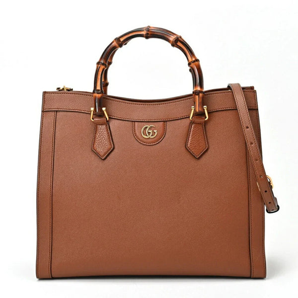 GUCCI Diana NM Bamboo Handle Tote – GG Canvas Women Bag (Brown)