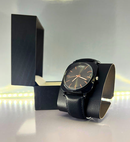 TOMI-Black Luxury Square Dial Watch