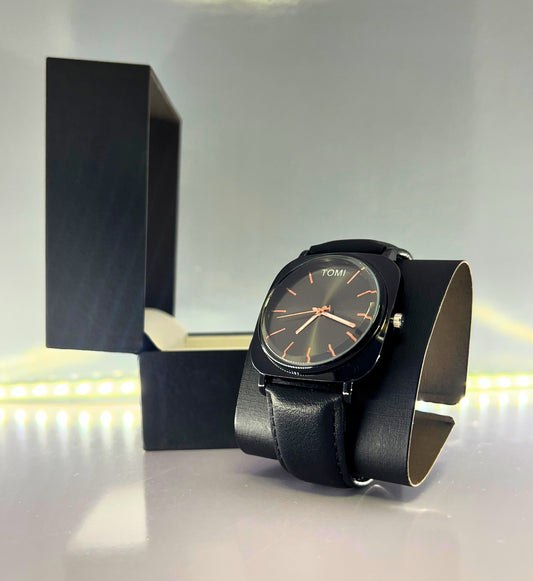 TOMI-Black Luxury Square Dial Watch