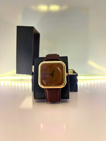 TOMI-Square Style Edition With Brown Dial & Strap