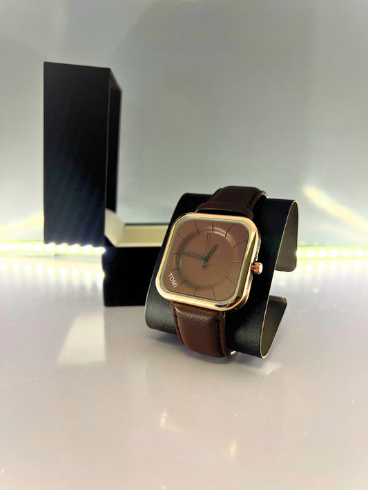 TOMI-Square Style Edition With Brown Dial & Strap