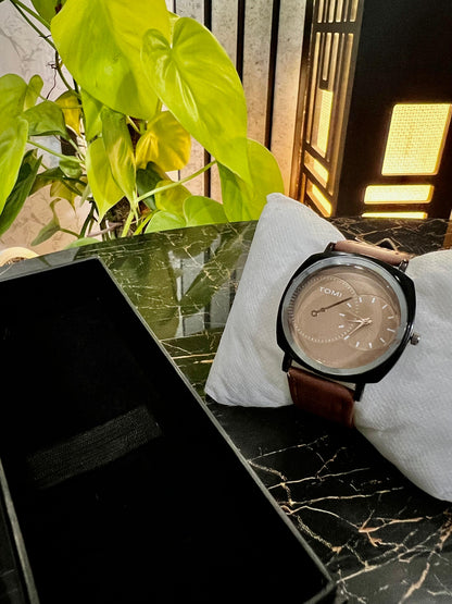 TOMI-Brown Dial With Leather Strap