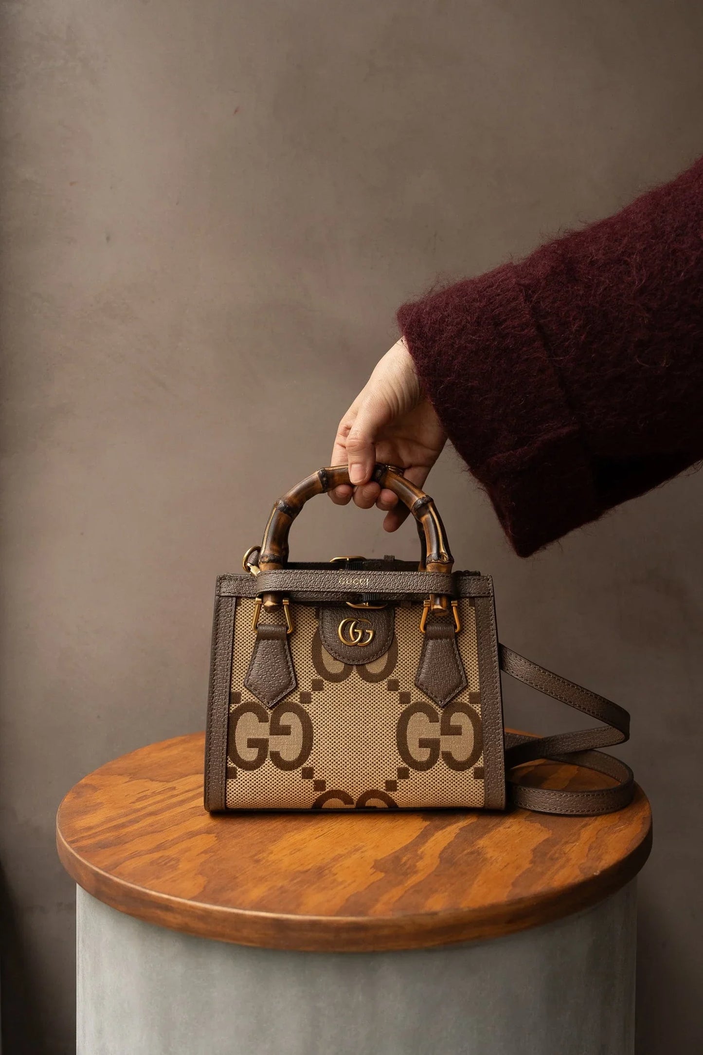 GUCCI Diana NM Bamboo Handle Tote – GG Canvas Women Bag