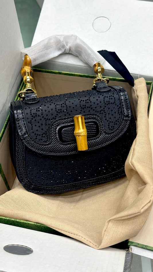 Gucci Bamboo 1947 Crystals Mini Bag – Luxury in Every Detail (Black)