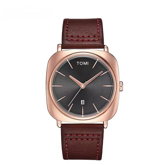 Tomi T-84 Luxury Watch Quartz Date Leather Strap