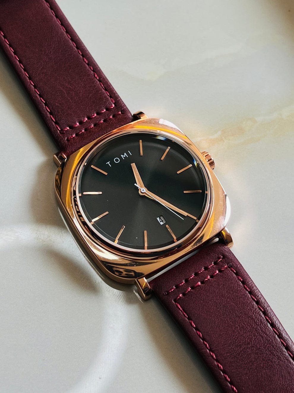 Tomi T-84 Luxury Watch Quartz Date Leather Strap