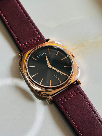 Tomi T-84 Luxury Watch Quartz Date Leather Strap