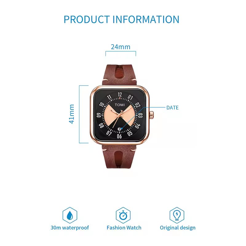 Tomi T-94 Luxury Watch Inner Round Outer Square Dail
