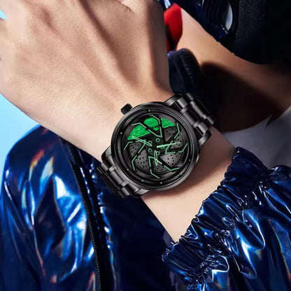 FIRE BLADE GYRO NS - Rotating Wheel With Chain Strap Watch