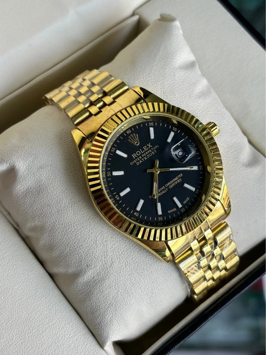 Rolex - DateJust - A Black Dial Golden  Luxury Collection Watch