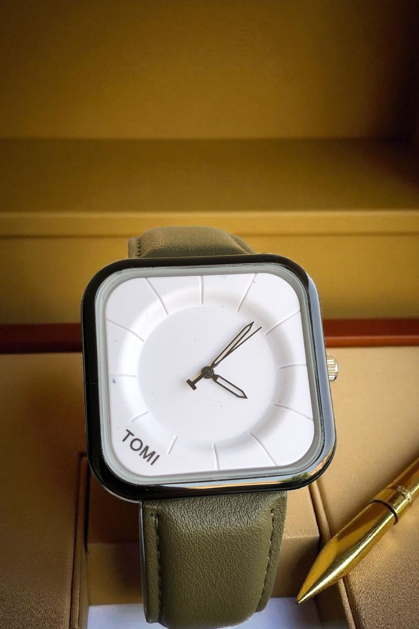 TOMI - T87 Square White Dial With Black Case Casual Style Edition