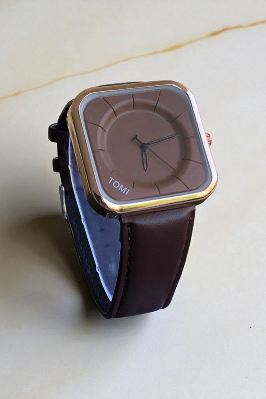 TOMI - T87 Square Brown Dial With Golden Case Casual Style Edition