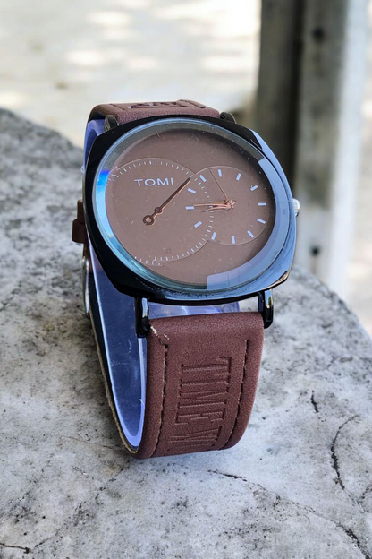 TOMI- T76 Brown Dial With Luxury Stunning Leather Strap