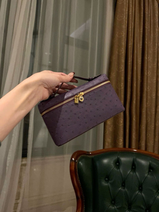 LORO PIANA RESTOCK – Extra Pocket L19 Women Bag (Ostrich Leather) (Purple)