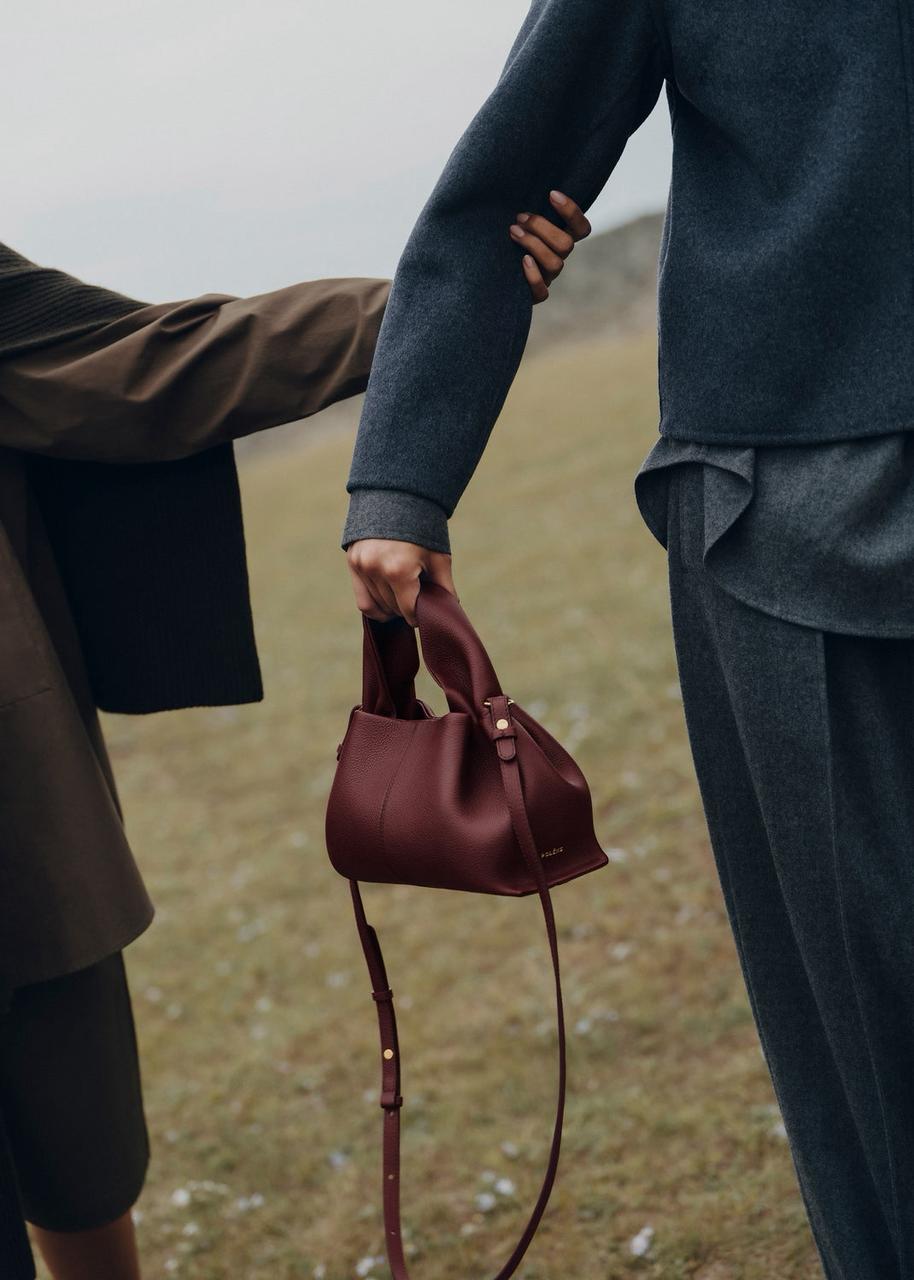 POLENE Numero Neuf Mini – Women Bag (Textured Ebony Edition) (Maroon)