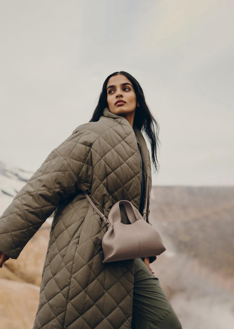 POLENE Numero Neuf Mini – Women Bag (Textured Ebony Edition) (Beige)