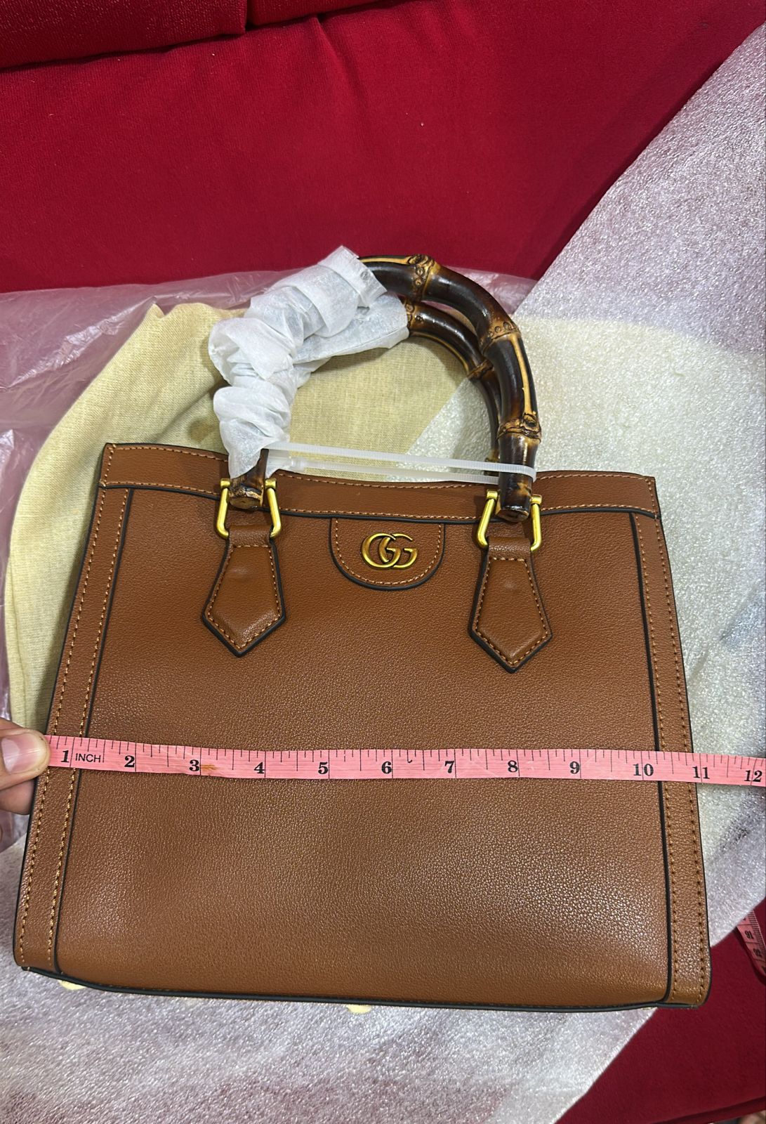 GUCCI Diana NM Bamboo Handle Tote – GG Canvas Women Bag (Brown)
