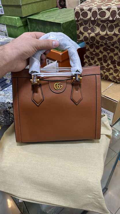 GUCCI Diana NM Bamboo Handle Tote – GG Canvas Women Bag (Brown)