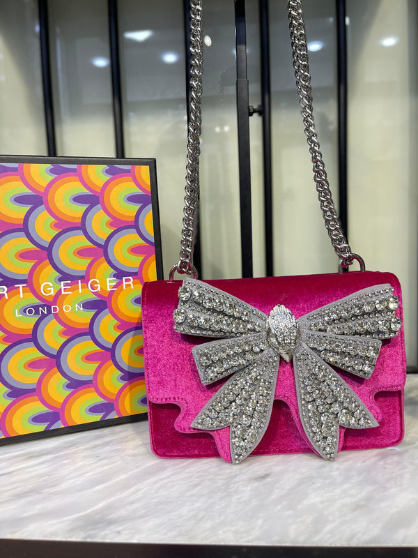 KURT GEIGER Small Shoreditch Bow – Women Bag (Crystal Embellished) (Pink)
