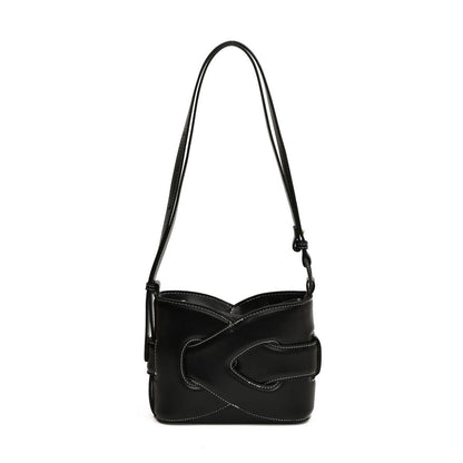 POLENE Nodde – Women Bag (Interlaced Leather Design) (Black)
