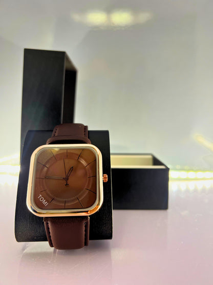TOMI-Square Style Edition With Brown Dial & Strap