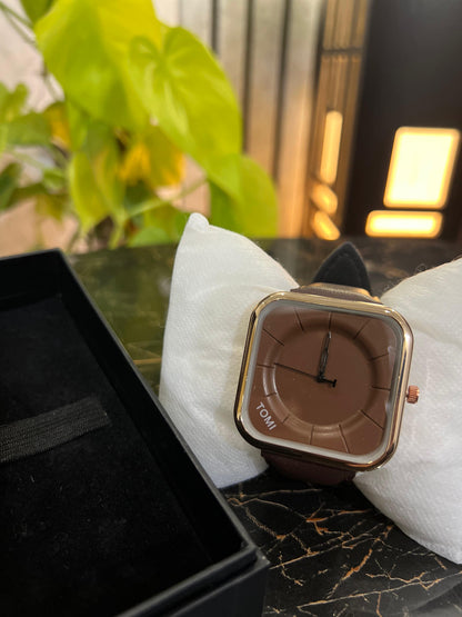 TOMI-Square Style Edition With Brown Dial & Strap