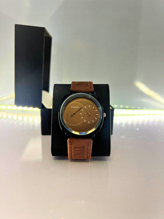 TOMI-Brown Dial With Leather Strap