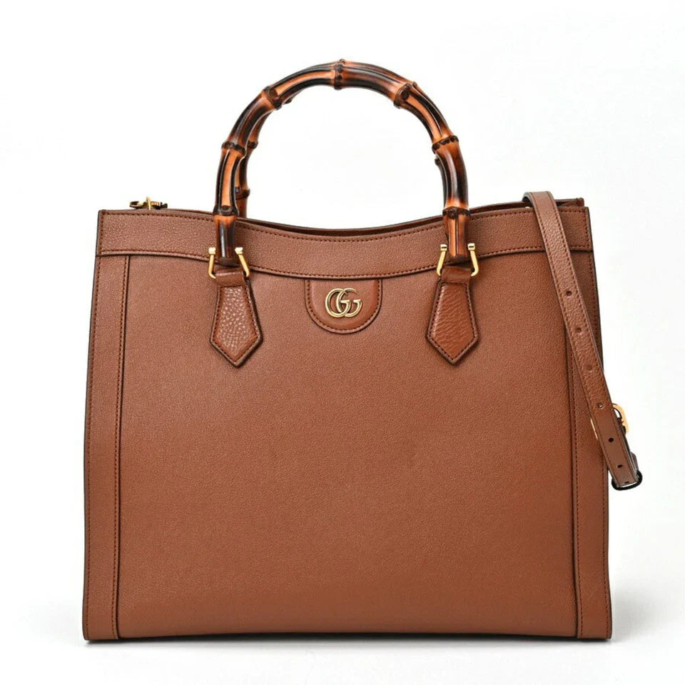 GUCCI Diana NM Bamboo Handle Tote – GG Canvas Women Bag (Brown)